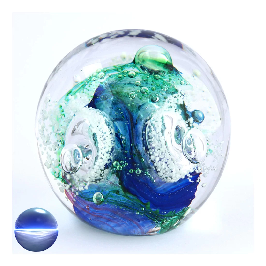 Briefbeschwerer Paperweight Glas Gr N Blau Weiss Cm