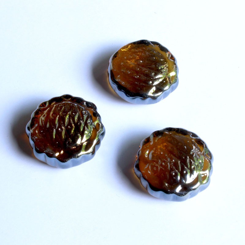 Glasnuggets Blume amber irisierend