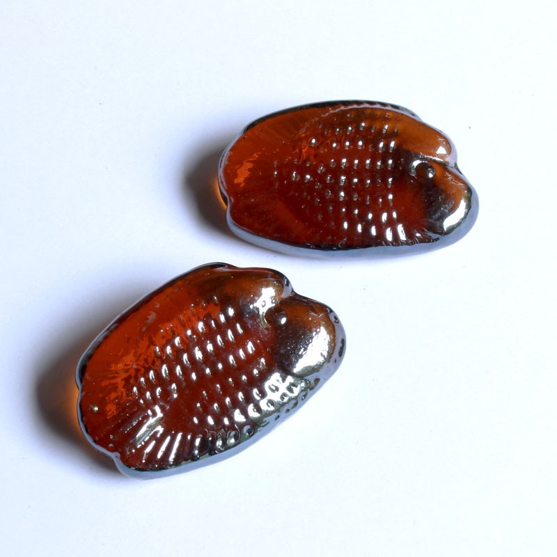 Glasnuggets Fisch lang amber irisierend