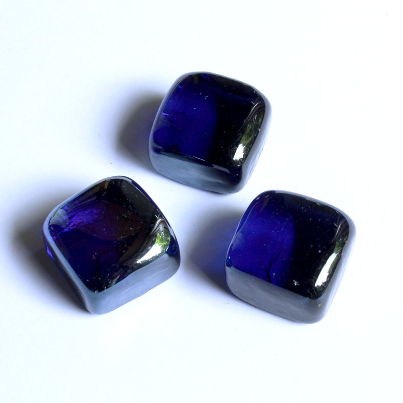 Glasnuggets Quadrat dunkelblau irisierend