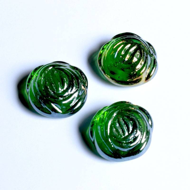 Glasnuggets Rosen grün irisierend