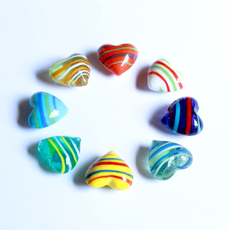 Glas-Herzen - gestreifft | für effektvolle Dekorationen