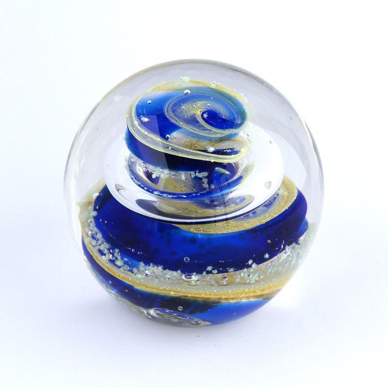 Briefbeschwerer Glas blau gelb mittel