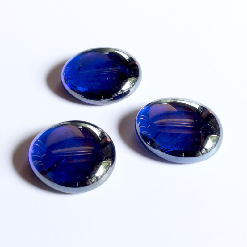 Glasnuggets - dunkelblau irisierend 30mm