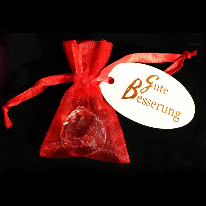 Kleines Geschenk - Gute Besserung - mit Glaskristall Kugel
