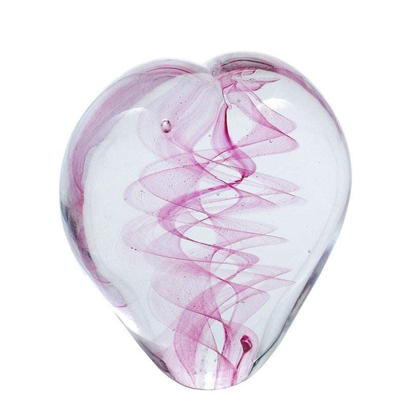 Briefbeschwerer Glas Herz lila Spirale