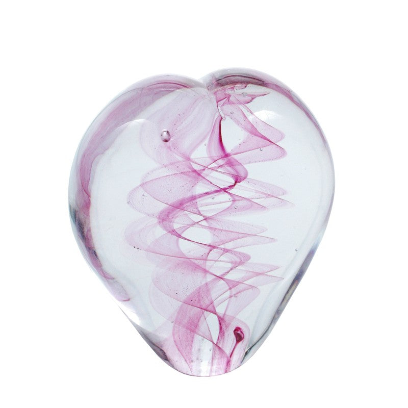 Briefbeschwerer Glas Herz lila Spirale