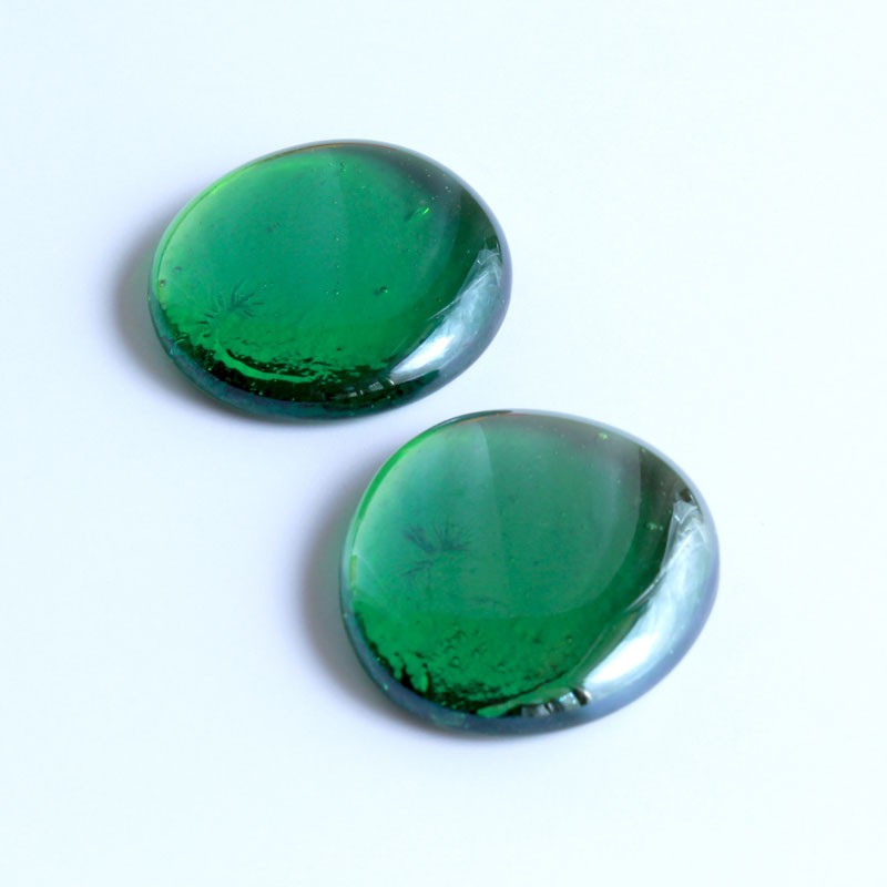 Glasnuggets - grün irisierend 45mm