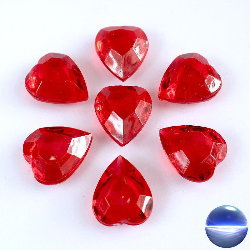 Acryl Herzen 23mm rot | gibt es in drei Farben - rot - rosa - klar