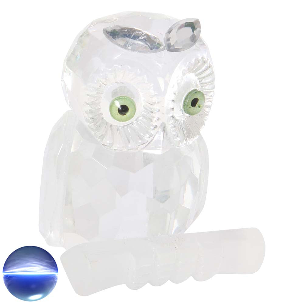 Glaskristall Eule auf Ast | handgemacht Unikat