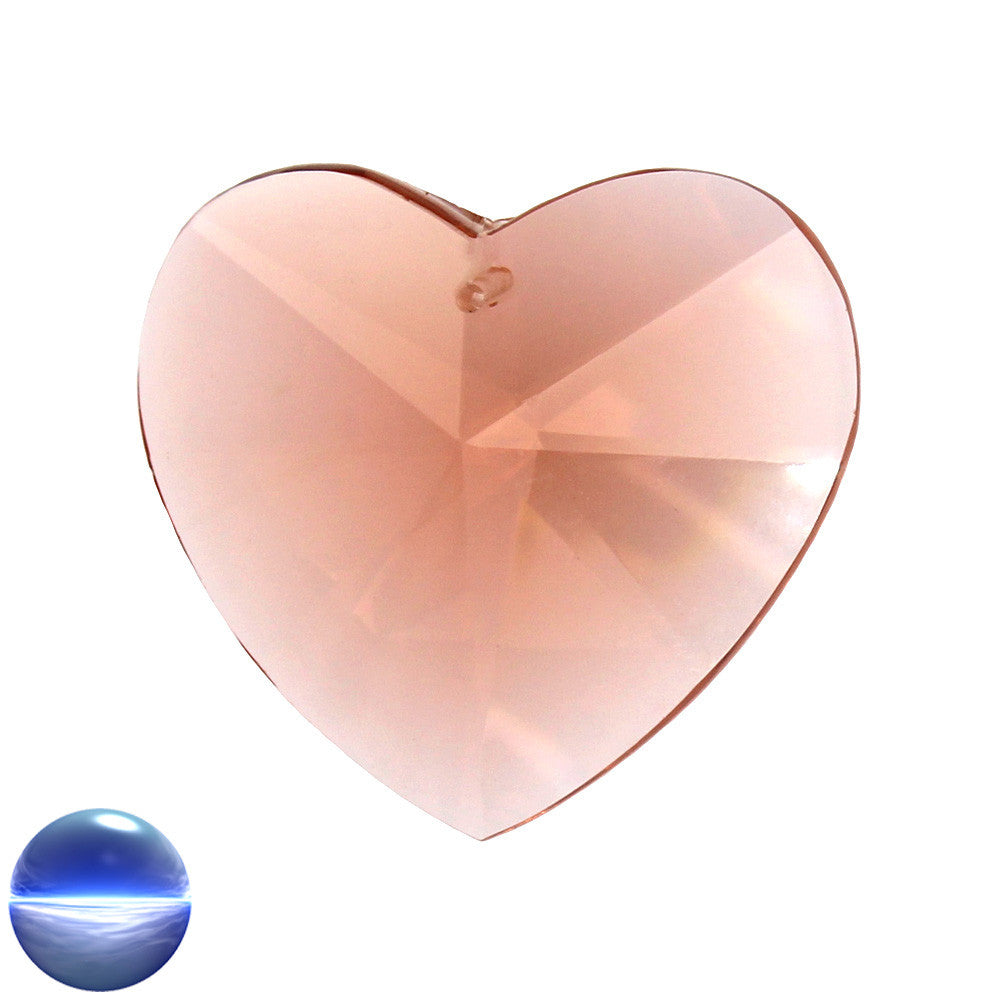 Glaskristall B - Herz 40mm altrosa | facettiert geschliffen