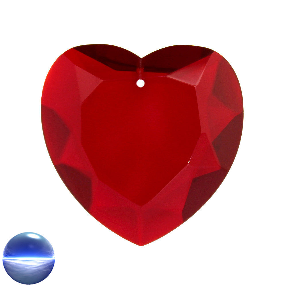 Glaskristall B - Herz flach 40mm rot | facettiert geschliffen