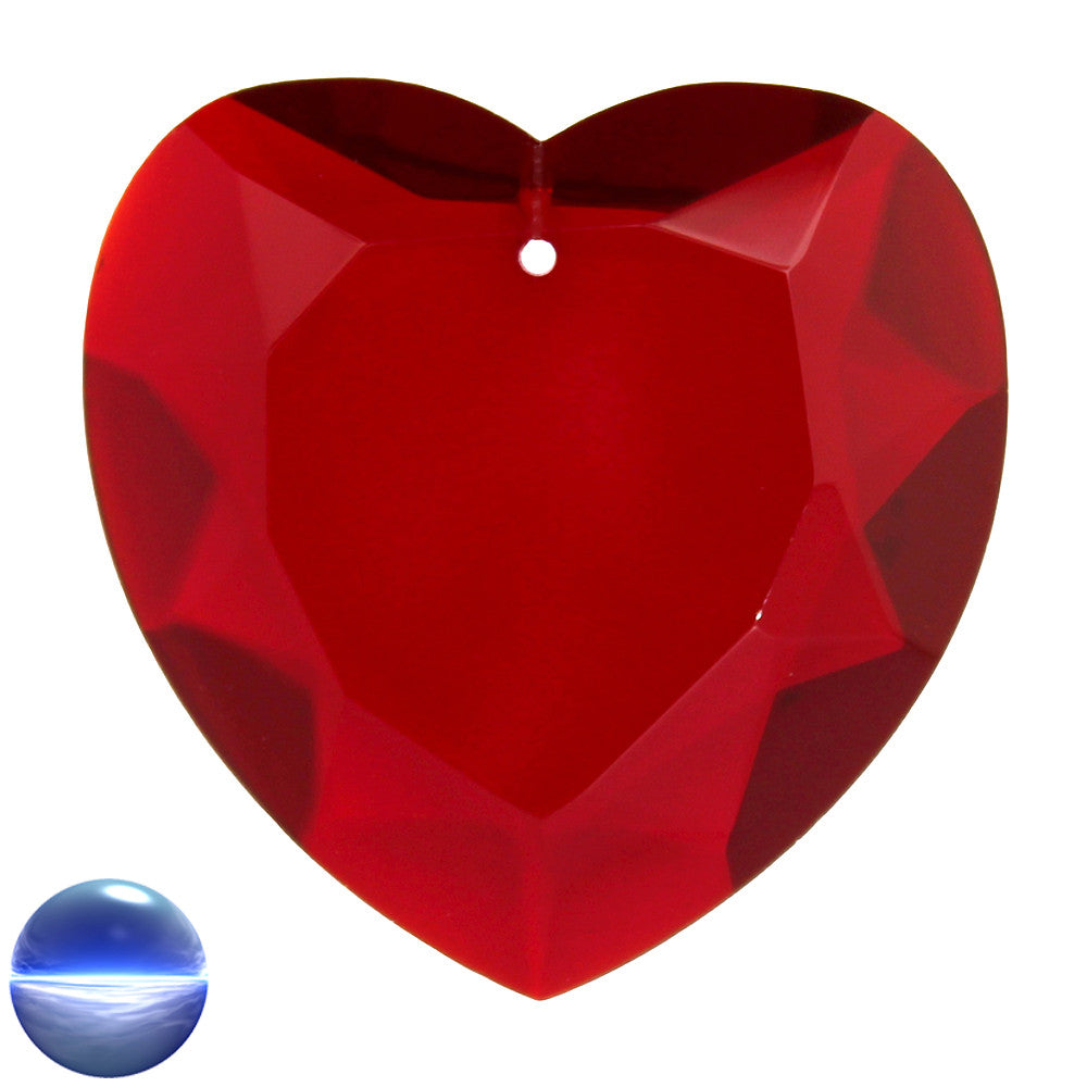 Glaskristall B - Herz flach 50mm rot | facettiert geschliffen
