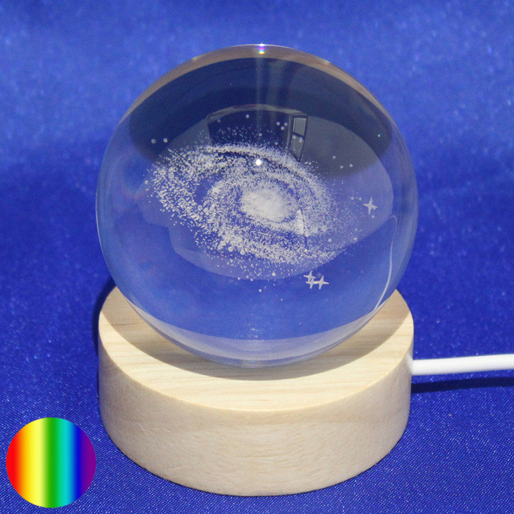 Kristallkugel - Milchstrasse 8cm mit LED | mit USB Stecker