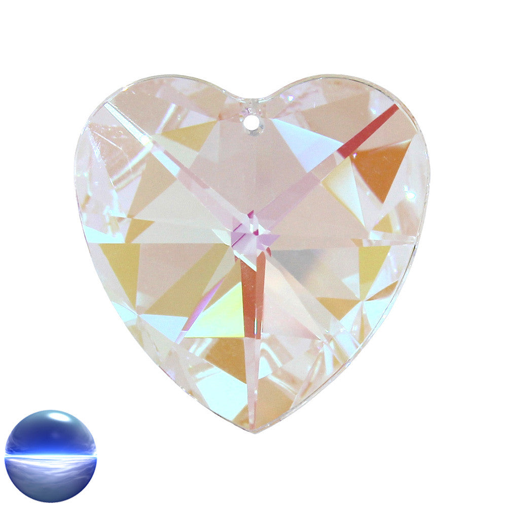 Glaskristall B - Herz 40mm irisierend | facettiert geschliffen