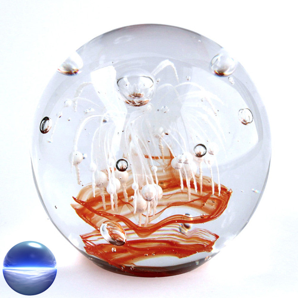 Briefbeschwerer Paperweight Glas - orange weiss 9cm