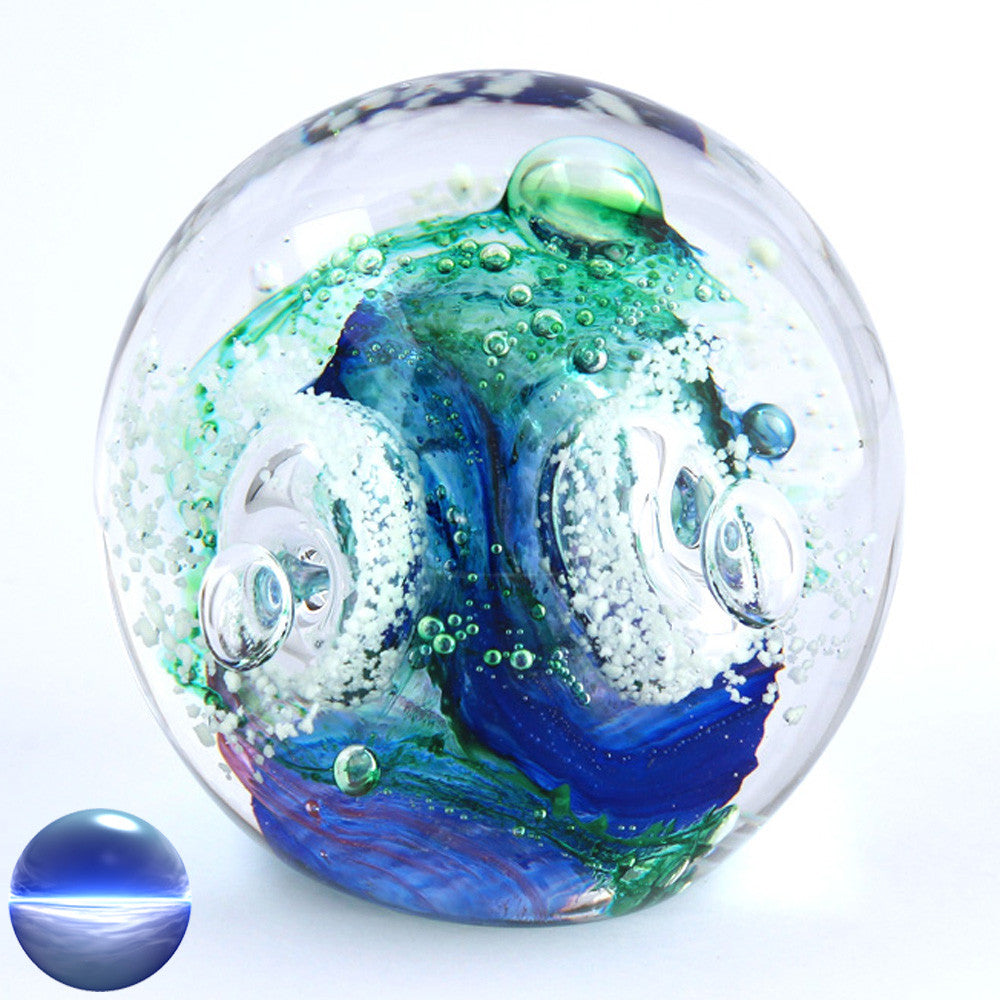 Briefbeschwerer Paperweight Glas - grün blau weiss 9cm