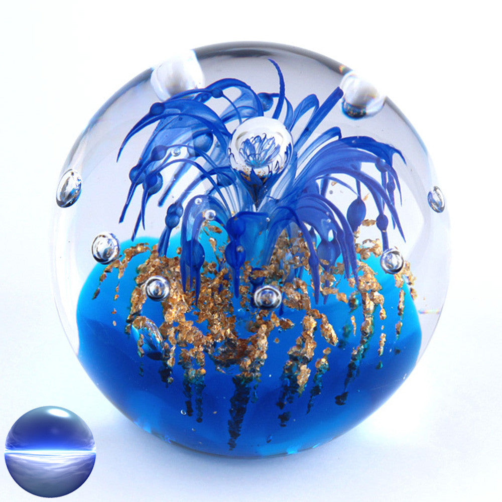 Briefbeschwerer Paperweight Glas - grün blau weiss 9cm