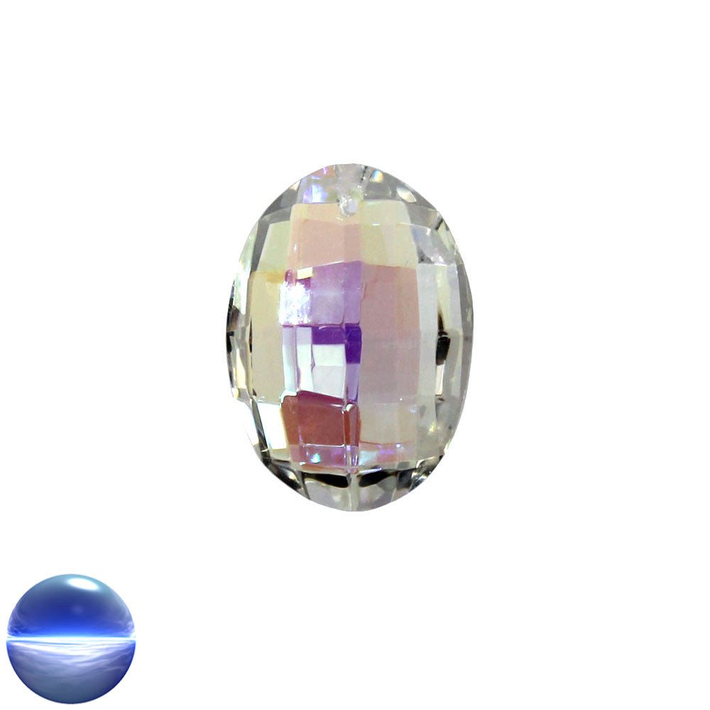Glaskristall A - Oval irisierend 32mm | facettiert geschliffen