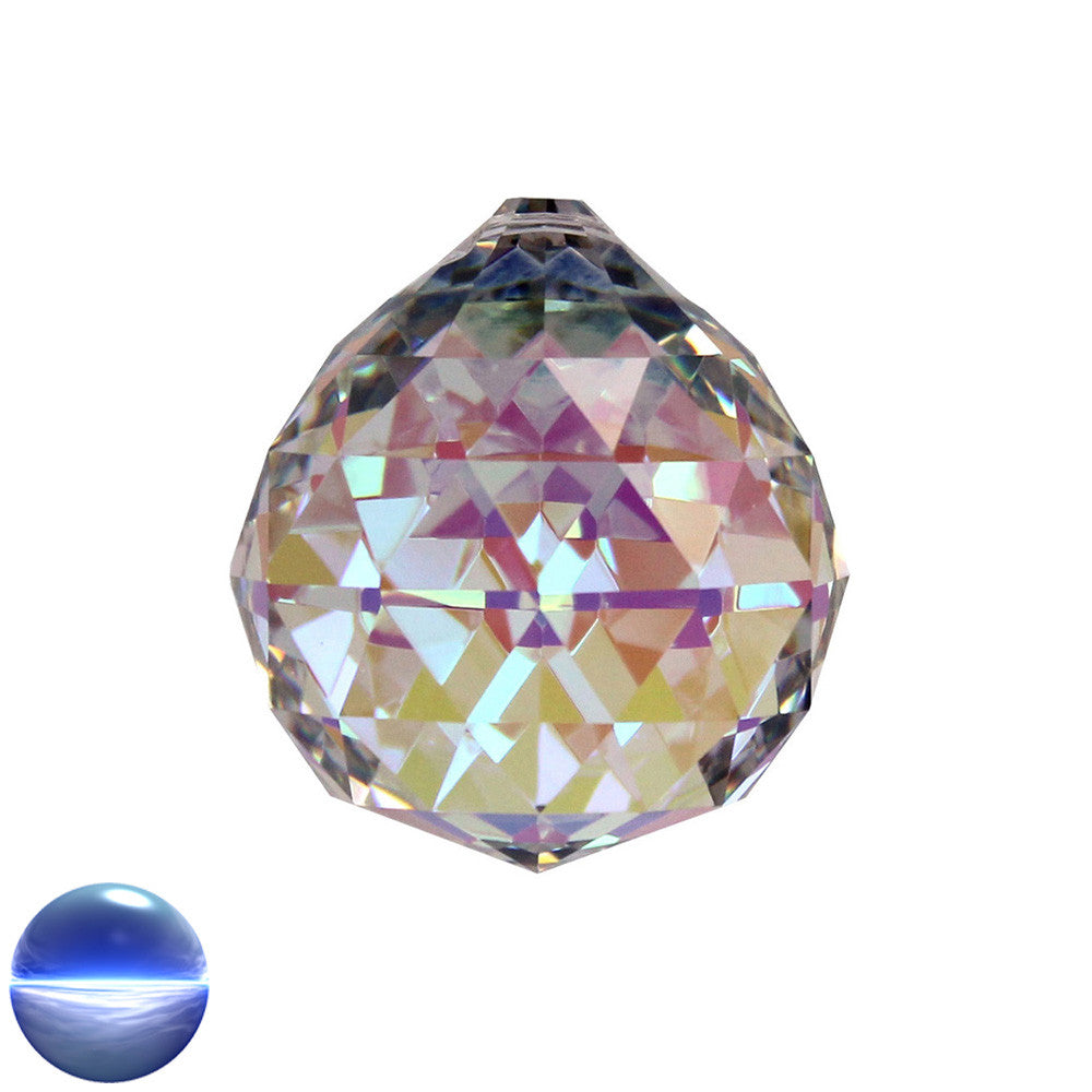 Glaskristall B - Kugel Dreieck irisiered 50mm | facettiert geschliffen