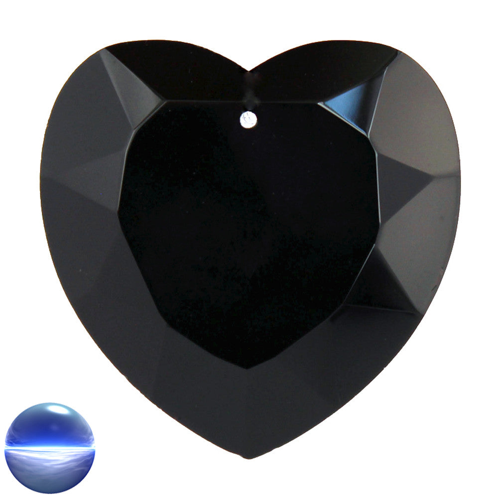 Glaskristall B - Herz schwarz 50mm | facettiert geschliffen