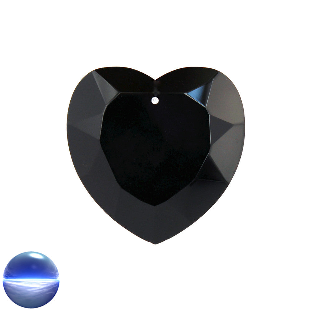 Glaskristall B - Herz schwarz 50mm | facettiert geschliffen