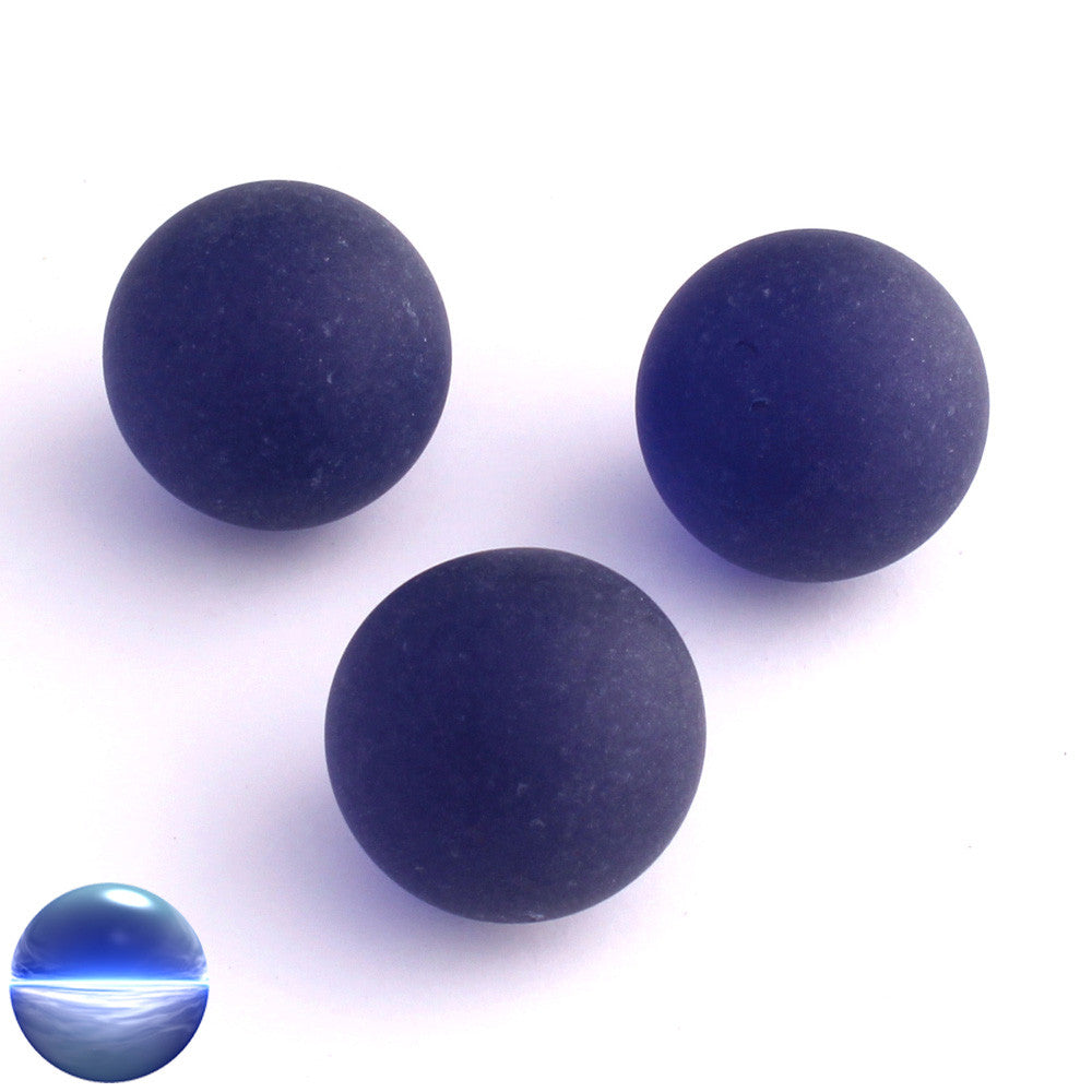 Glasmurmeln - gefrostet dunkelblau 25mm | mit mattem Eiseffekt