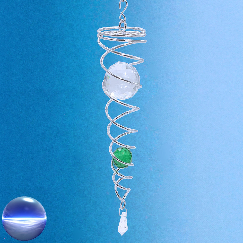 Windspiel Doppelspirale - facettierte Glaskristalle grün