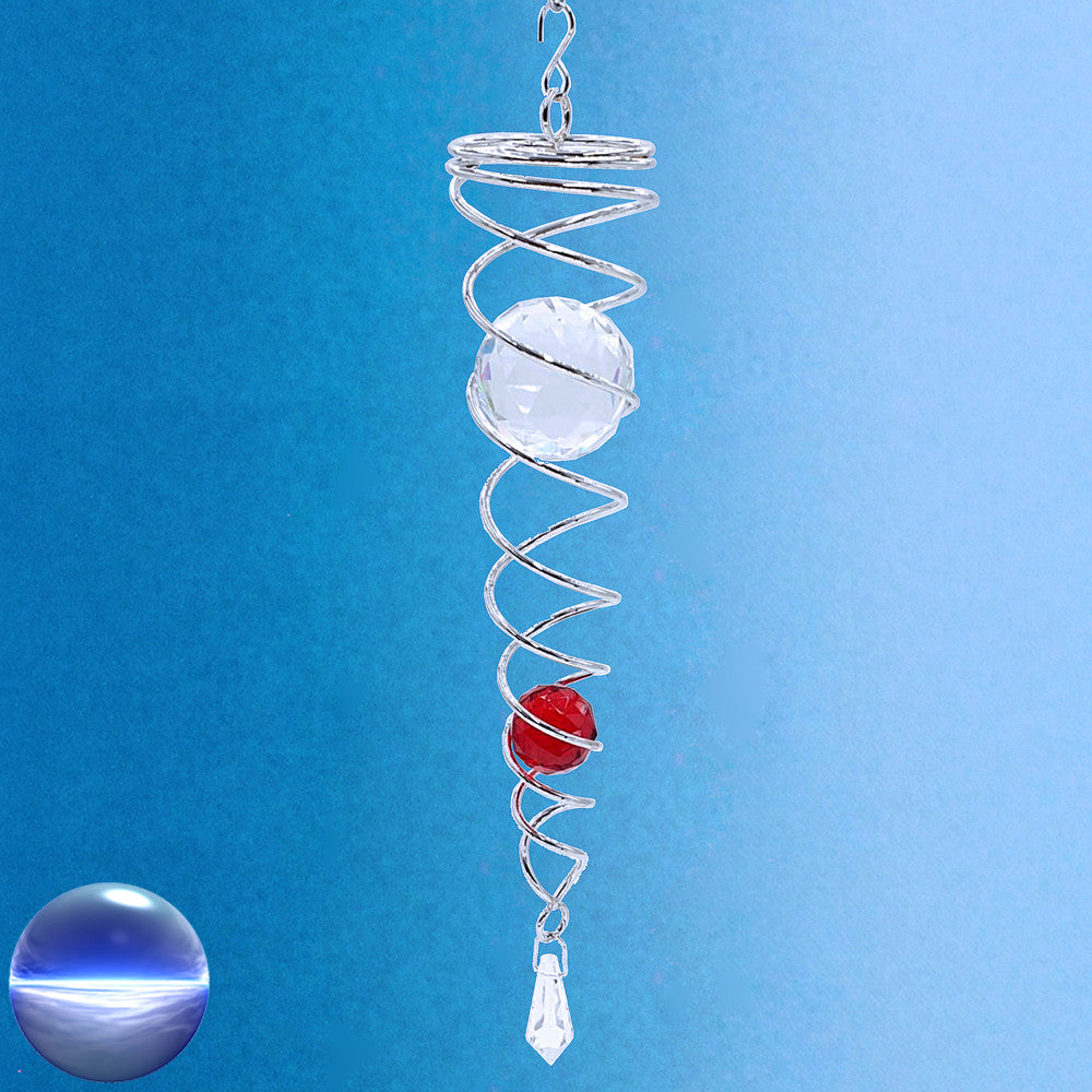 Windspiel Doppelspirale - facettierte Glaskristalle rot