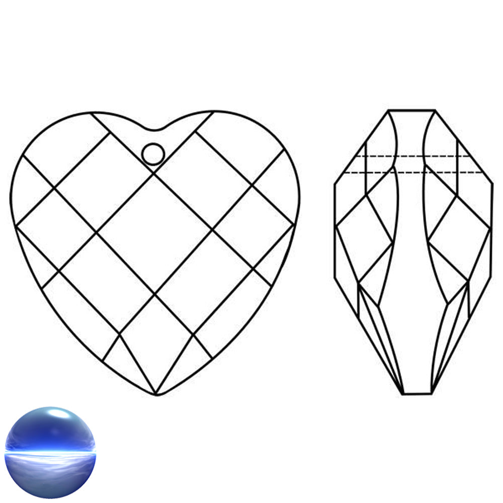 Glaskristall A - Herz Quadrat 28mm