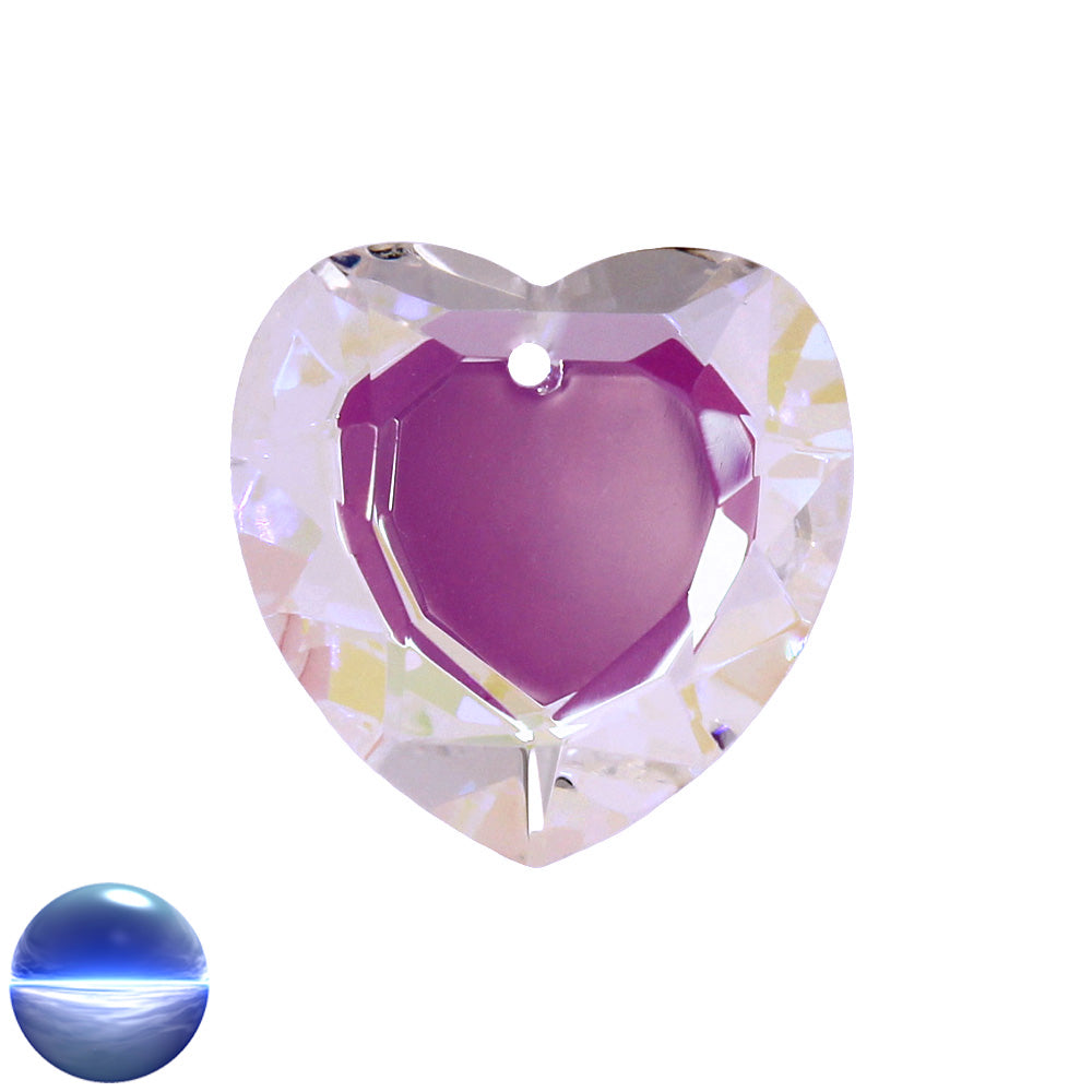 Glaskristall B - Herz Flach 28mm irisierend
