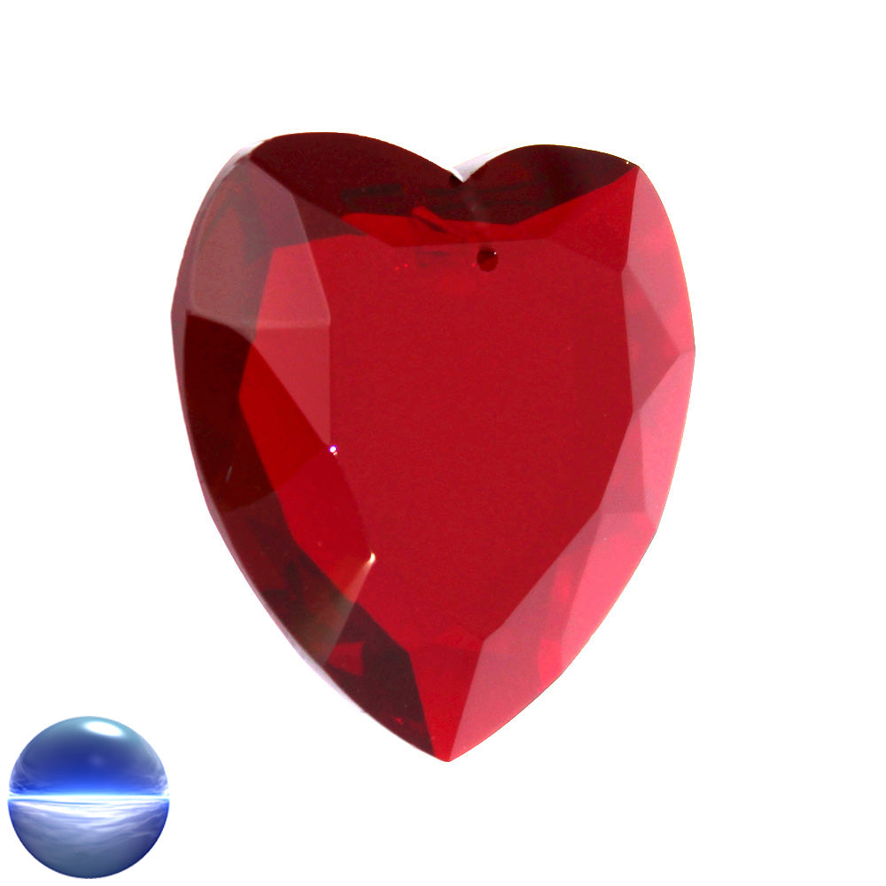 Glaskristall B - Herz flach 40mm rot