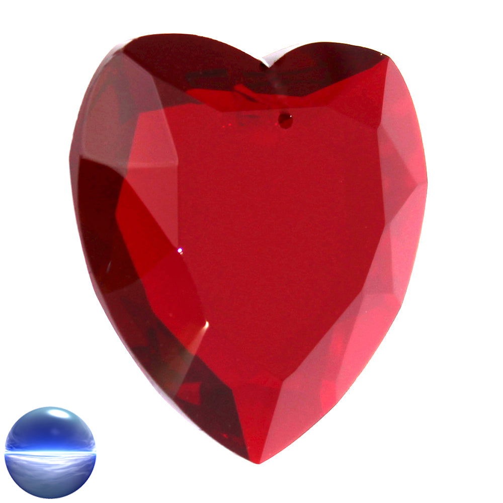 Glaskristall B - Herz flach 50mm rot