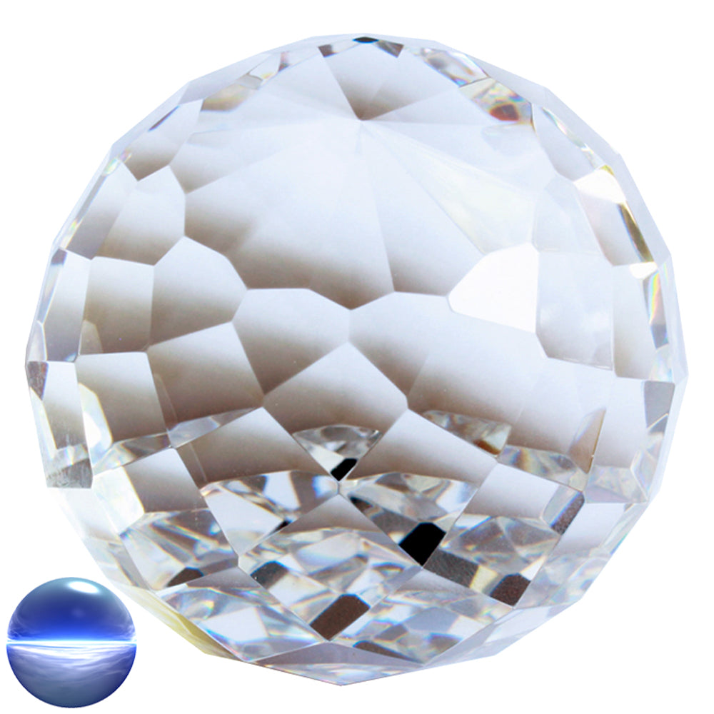 Glaskristall Kugel Standfläche - Rauten 100mm