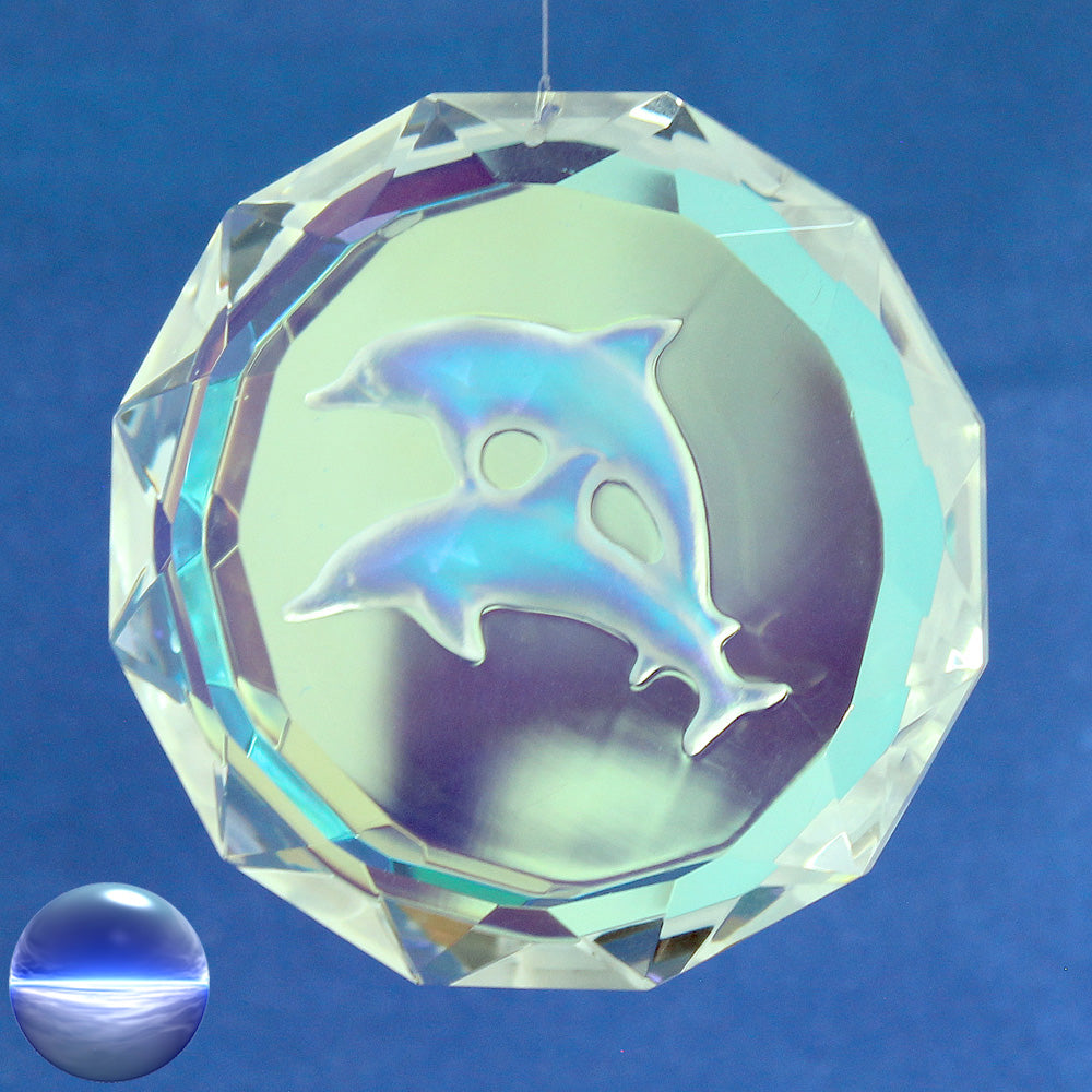 Glas-Kristall - mit Delfinen zum Aufhängen
