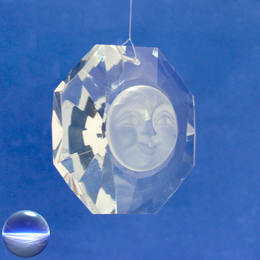 Glas-Kristall - Achteck mit Sonne zum Aufhängen
