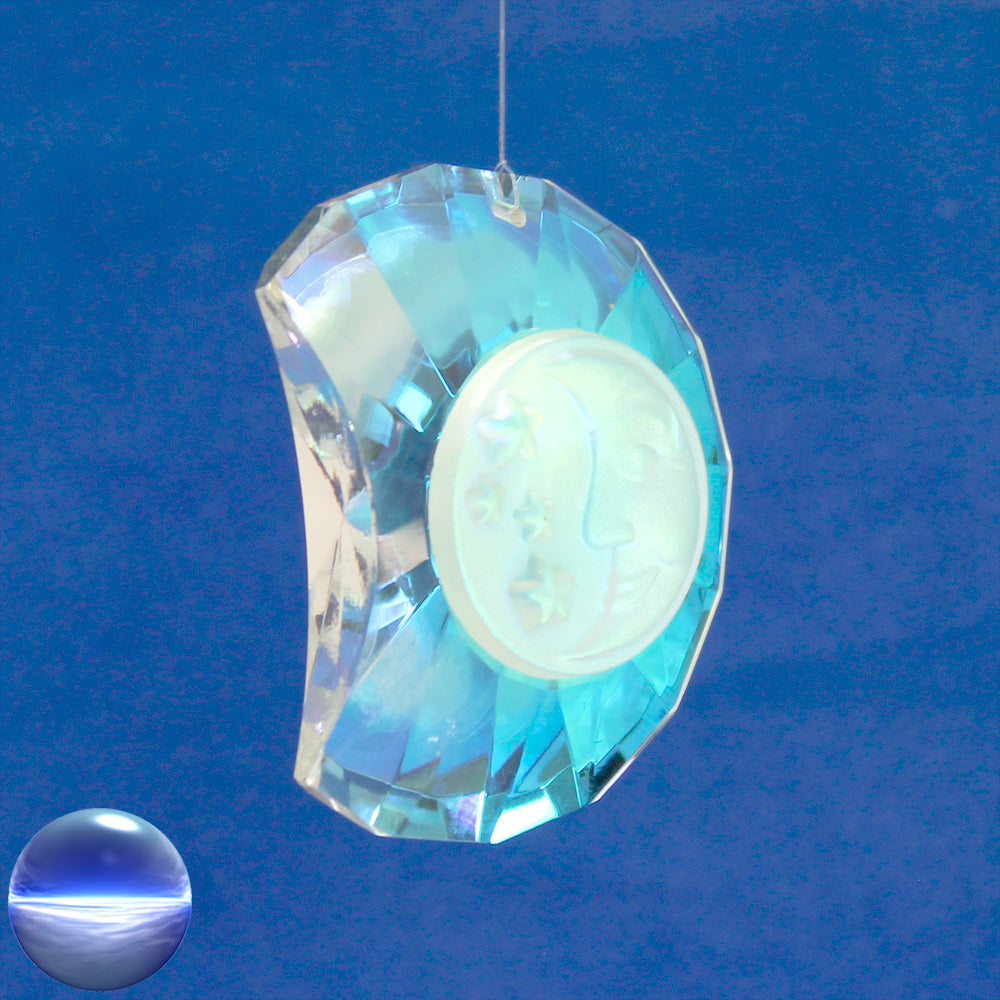 Glas-Kristall - Mond mit Mond zum Aufhängen - irisierend