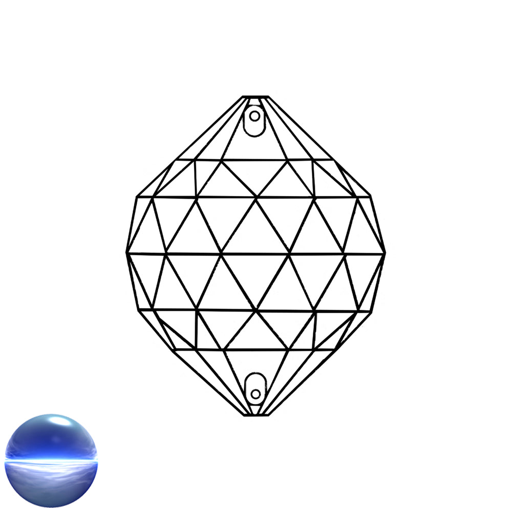 Glaskristall A - Kugel Dreieck 2-Loch 40mm