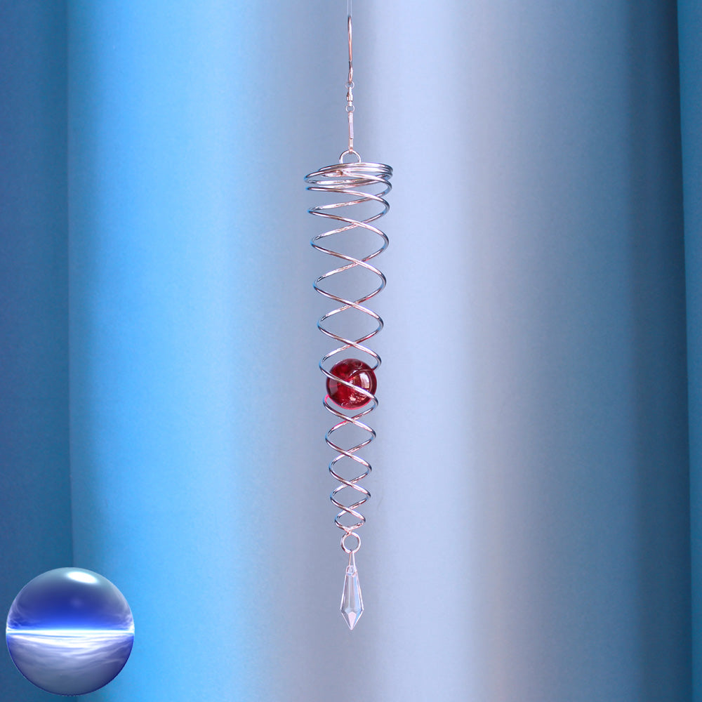 Windspiel Doppel-Spirale - Glaskugel rot | Metall verchromt
