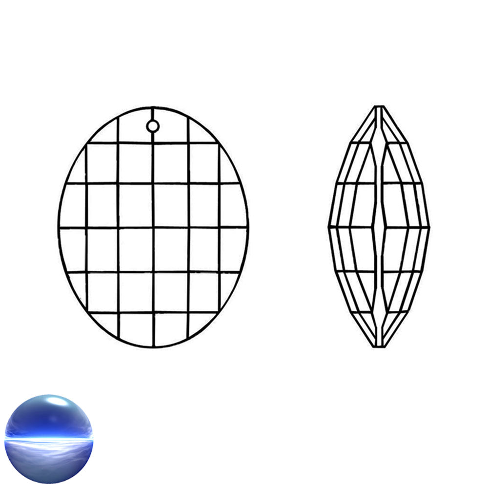 Glaskristall A - Oval irisierend 32mm