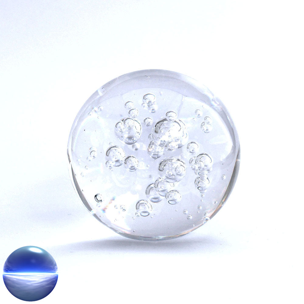   Kristallglaskugel Luftblasen - 80mm | mit Standfläche 