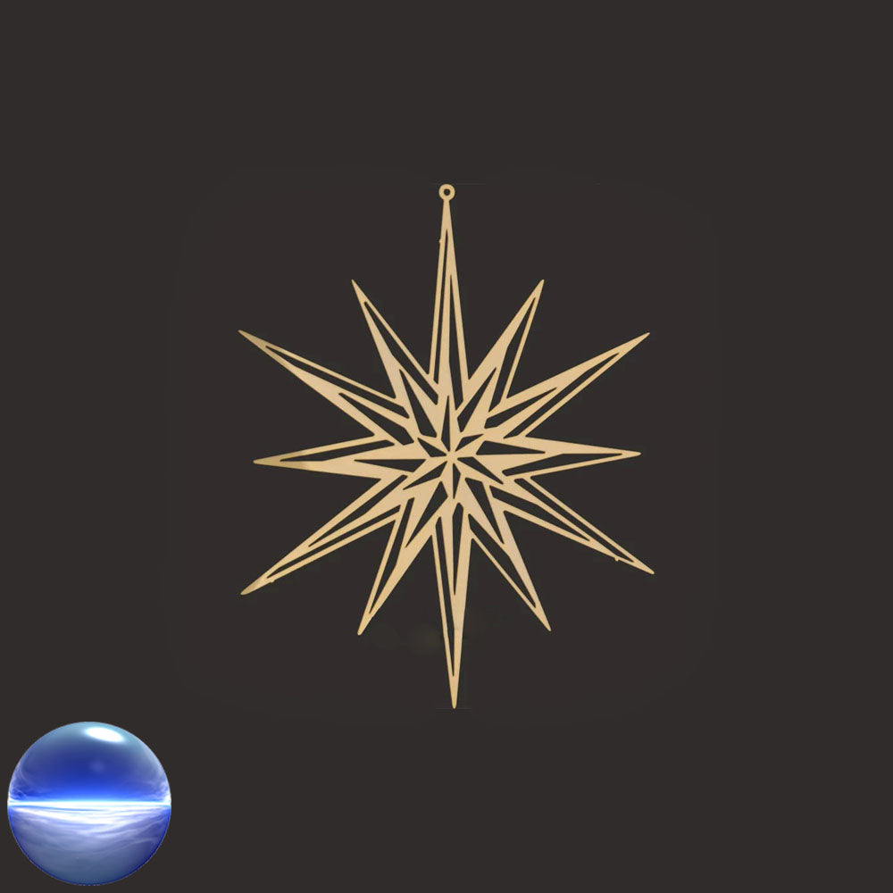 Strahlenstern Fensterbild | Messing vergoldet