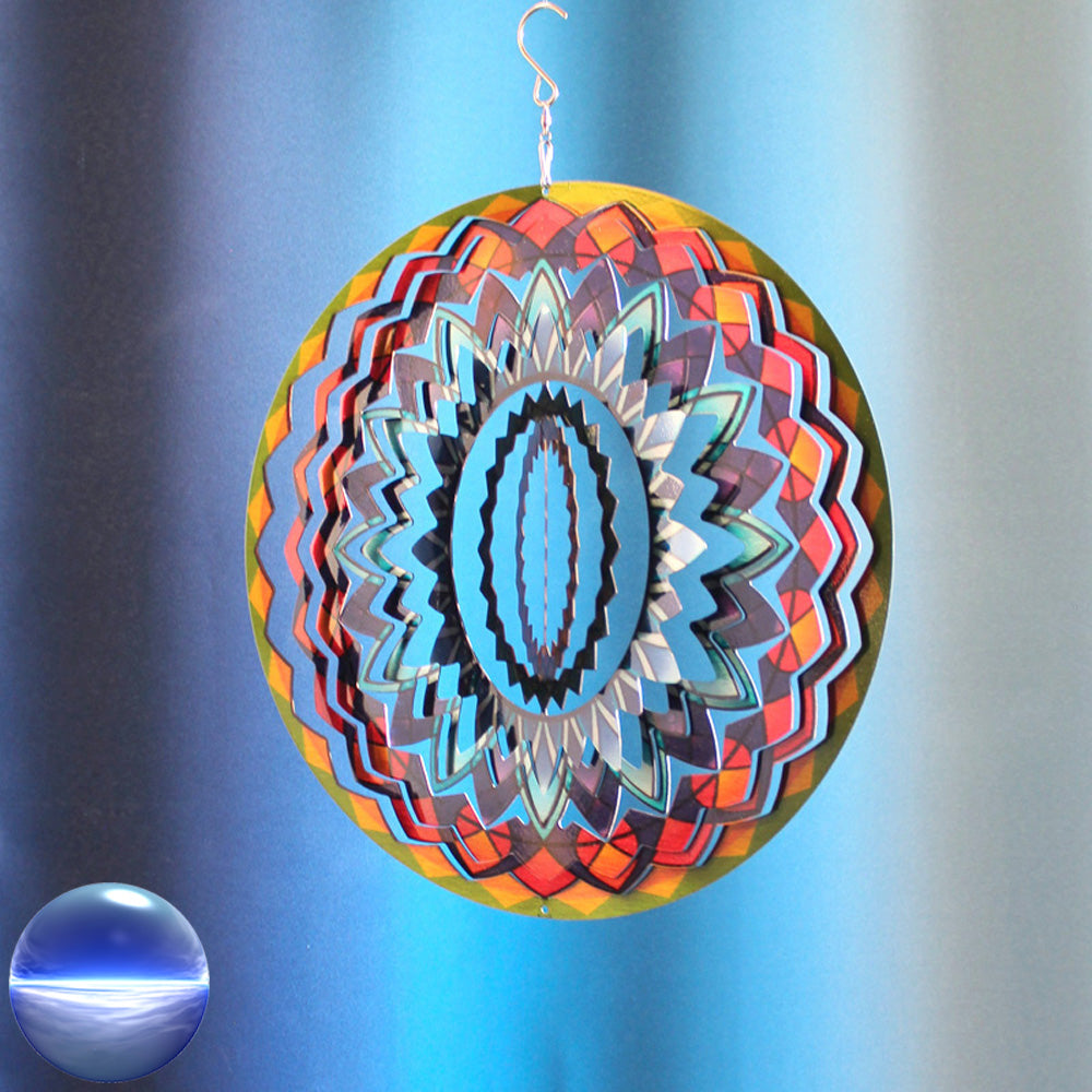 Windspiel Edelstahl - Spirale Mandala Regenbogen