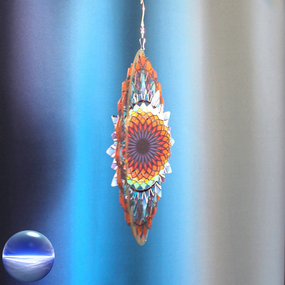 Windspiel Edelstahl - Spirale Mandala Regenbogen