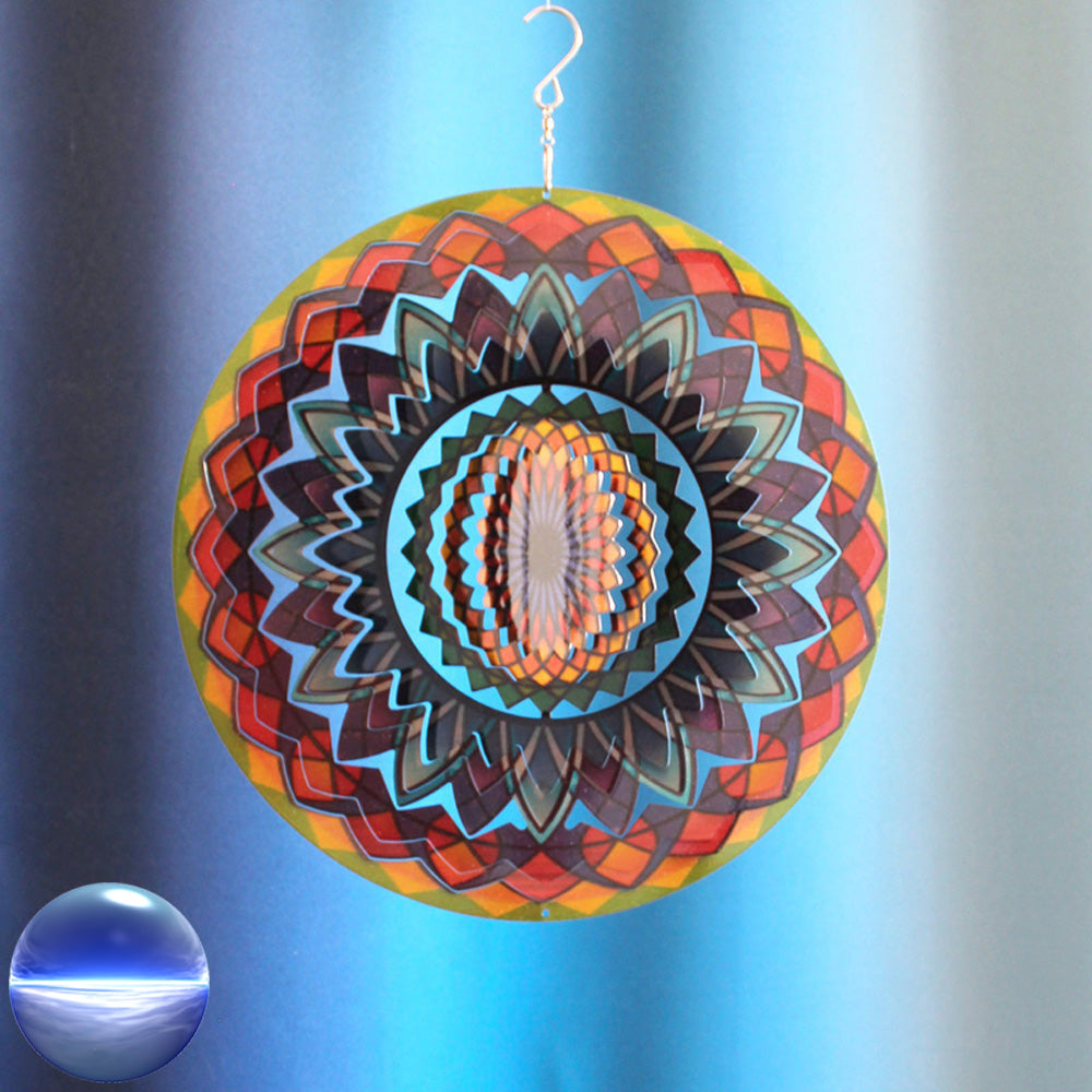 Windspiel Edelstahl - Spirale Mandala Regenbogen