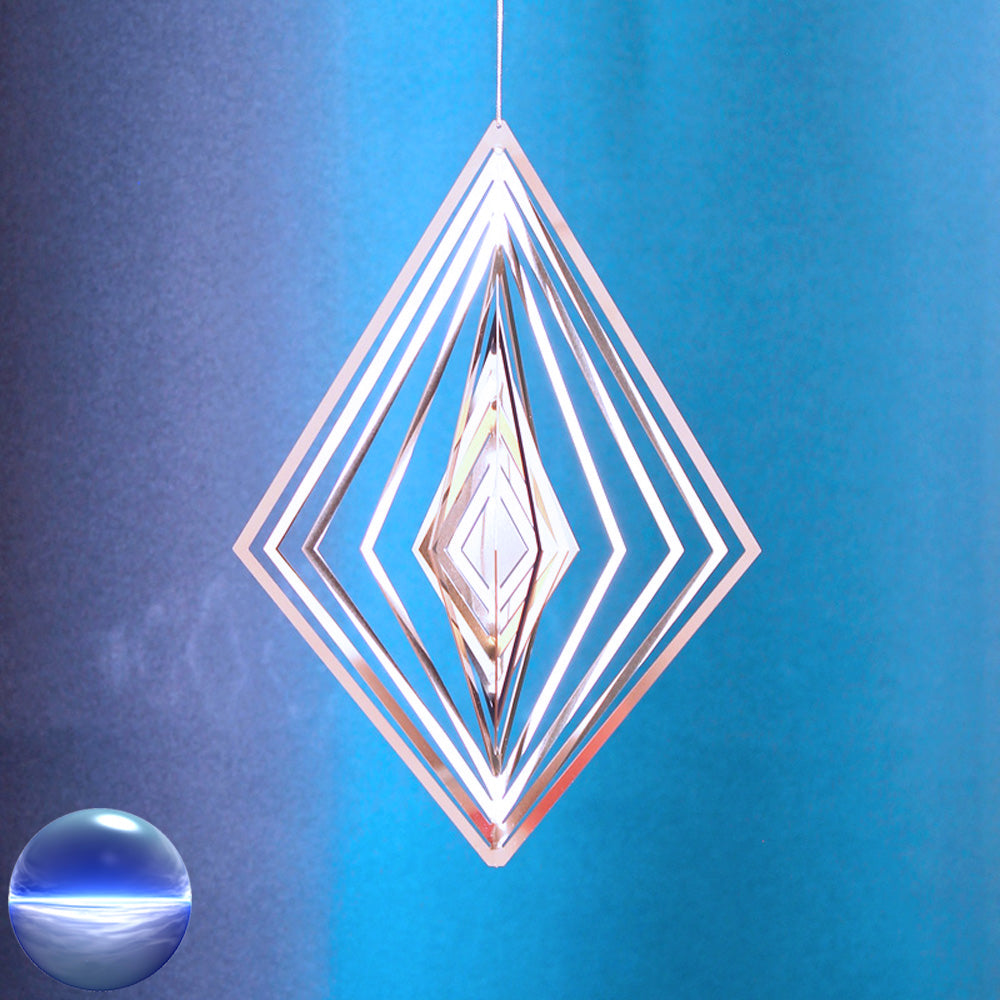 Windspiel Edelstahl - Spirale Raute | Hochglanz poliert