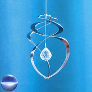 Windspiel Edelstahl - Spirale Wirbel Glaskristall-Kugel
