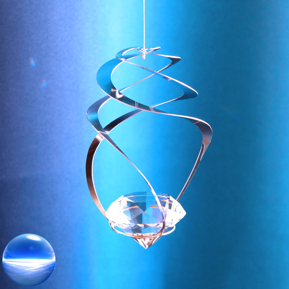 Windspiel Edelstahl - Spirale Wirbel mit Glas-Diamanten