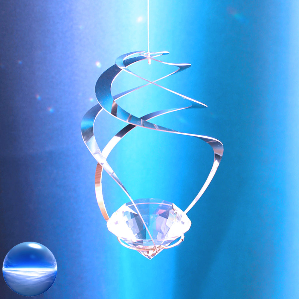 Windspiel Edelstahl - Spirale Wirbel mit Glas-Diamanten