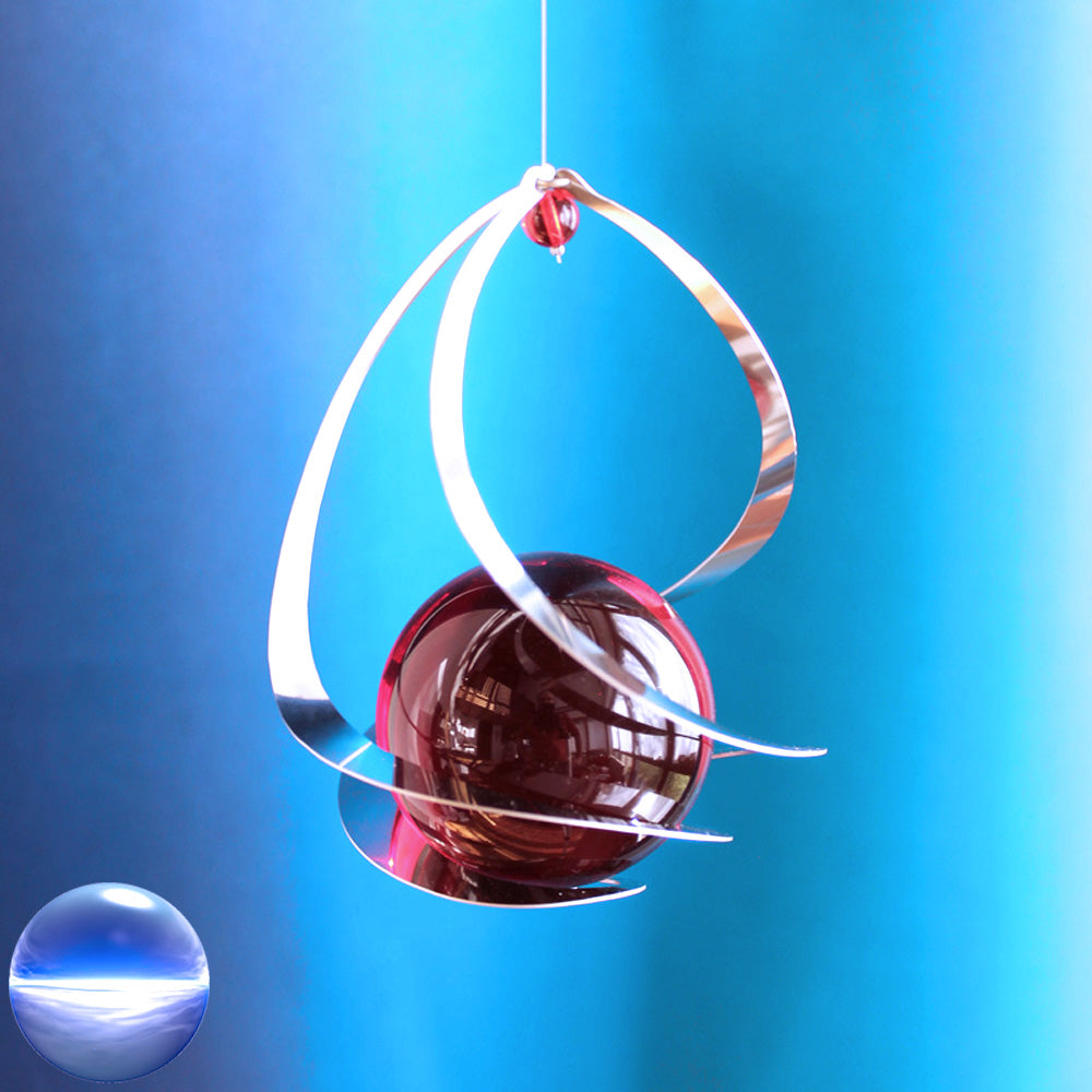 Windspiel - Spirale Wirbel | mit roter Kristallugel